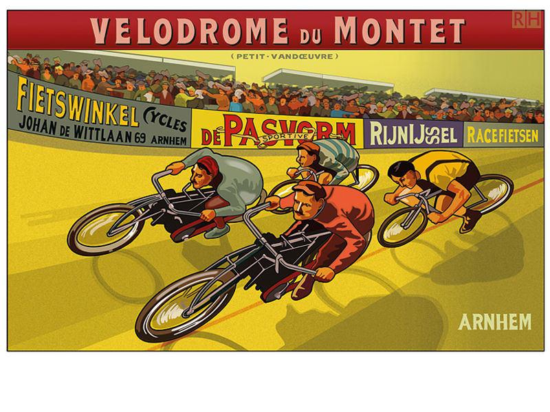 wandillustratie oude stijl fietswinkel De Pasvorm-Arnhem